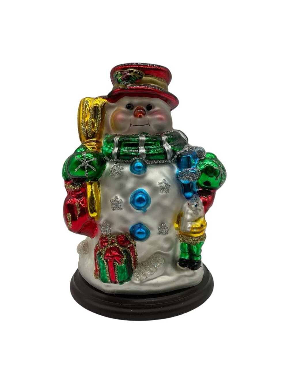 Thomas Pacconi Classics Hand Blown Mercury Glass Snowman Vintage 2003 With COA